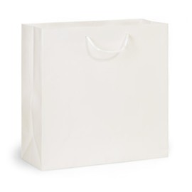 NWP White Matte Deluxe Laminated Gift Bags - Filly Size - 12 x 5 x 12in. - Pack of 10