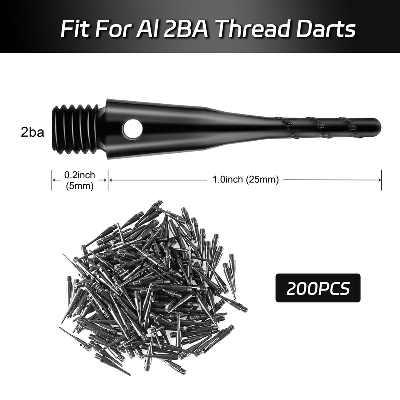 CyeeLife 2BA Thread Soft Tip Dart Point 200 Pack, Dart