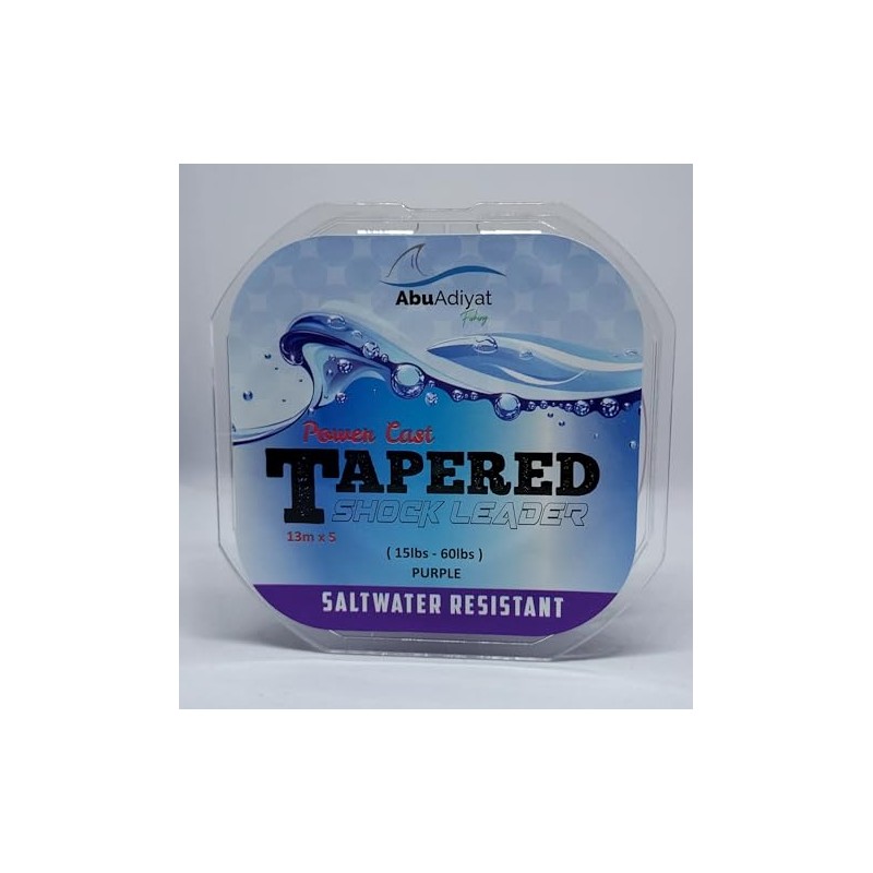 AbuAdiyat fishing Power CAST Tapered Shock Leader (13mX5) (Purple, 15-60lbs)