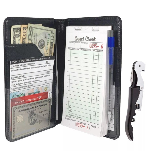 Undisclosed Server Book Waitress Wallet Organizer – BLACK 7 Pocket