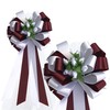 Burgundy and White Wedding Pull Bows with Tulle Tails and