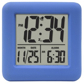 Equity 70913 Digital Blue Silicone Cube Alarm Clock with On-Demand Backlight