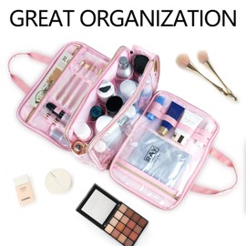 Large Toiletry Bag, Lychii Travel Organizer, Cosmetic Holder for Brushes Set, Cosmetic Case Makeup Bag for Full Sized Toiletries, 8L, Floral