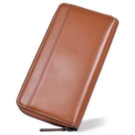 Men's Long Wallet, Tochigi Leather, Genuine Leather, Large Capacity, Coin Purse, Solid Color, Men's Wallet, Cowhide Leather, Popular Brand, Gift, YKK Zipper, Made by First-class Leather Craftsmen