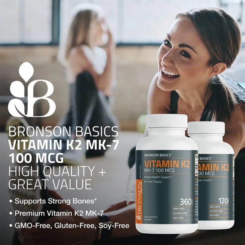 Bronson Vitamina K2 100mcg (mk7) 120capsulas Hecho En Usa Sabor