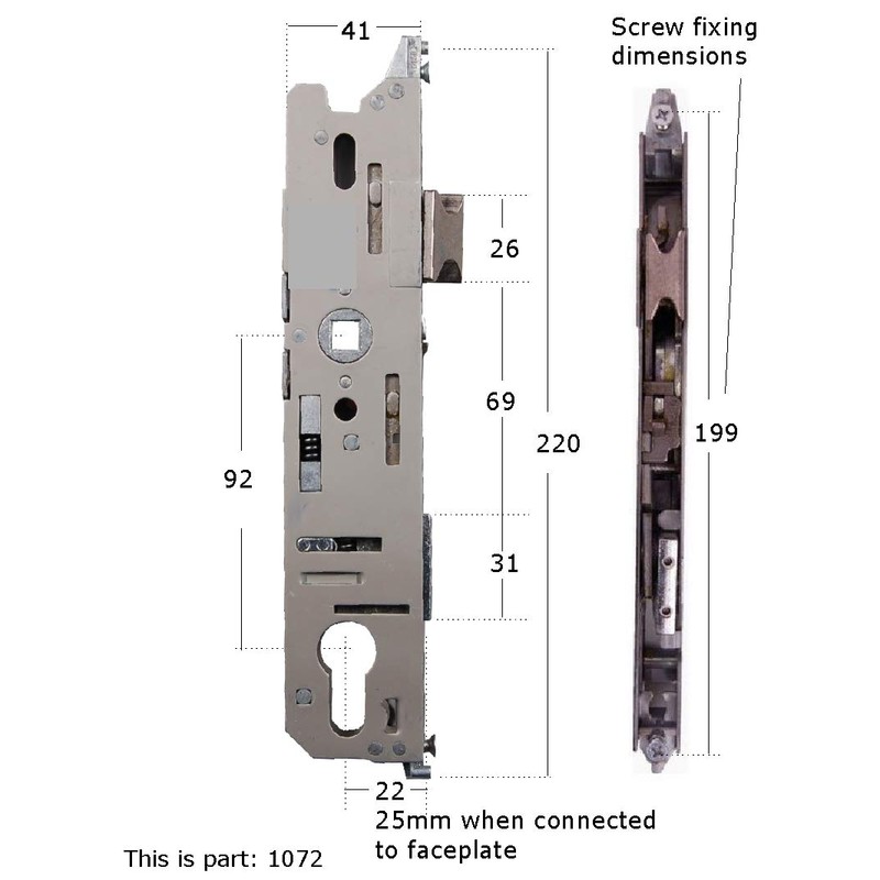 Fuhr Upvc Door Lock 856 Replacement Lock Case 25mm Backset