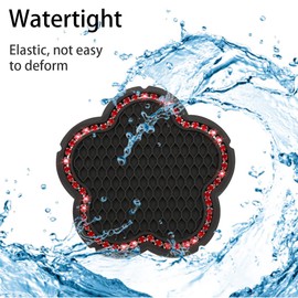 CGEAMDY 4 PCS Bling Car Cup Holder Pads, 7 Cm Crystal Anti-Slip Vehicle Cup Holder Insert Mats, Car Rhinestone Cute Plum Blossom Pattern Auto Drink Pads, Universal for Women Girls(Red)