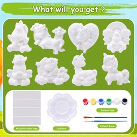 BelleStyle Unicorn Kids Painting Kit, Arts & Crafts Painting Gifts for Kids Age 6-12, 8 Pieces Plaster DIY Paint Set Creative Activities Educational Toys for Boys Girls 6 7 8 9 10 11 12 Years Old