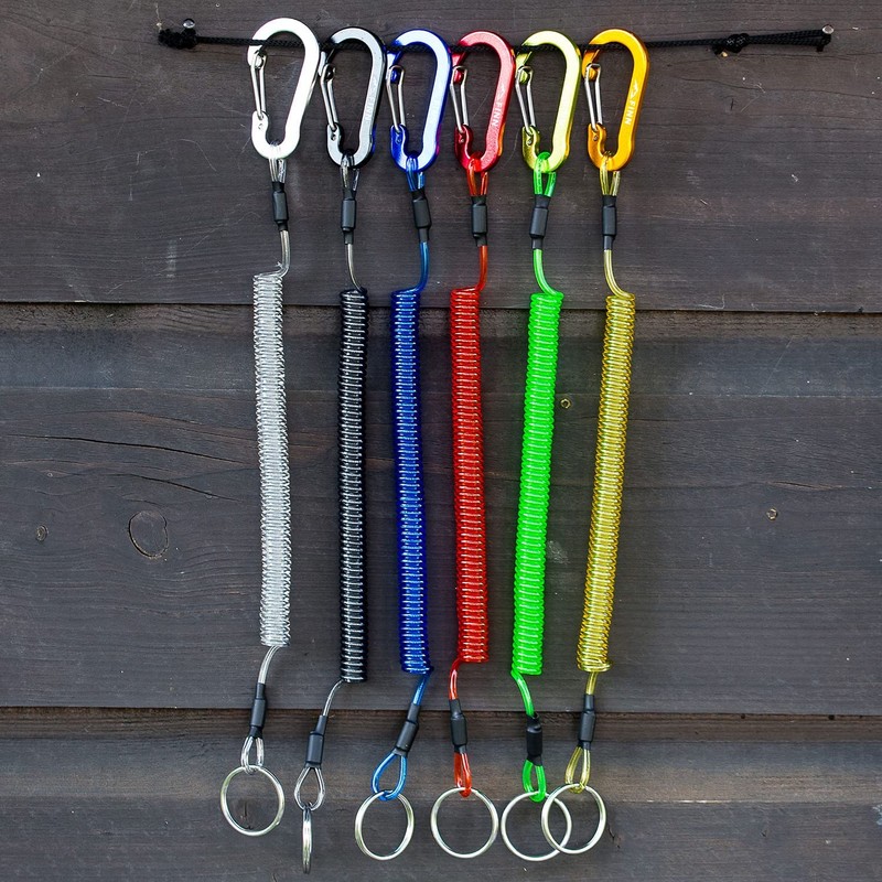 FINN Outdoors Carabiner with spiral cable, elastic lanyard, spiral key