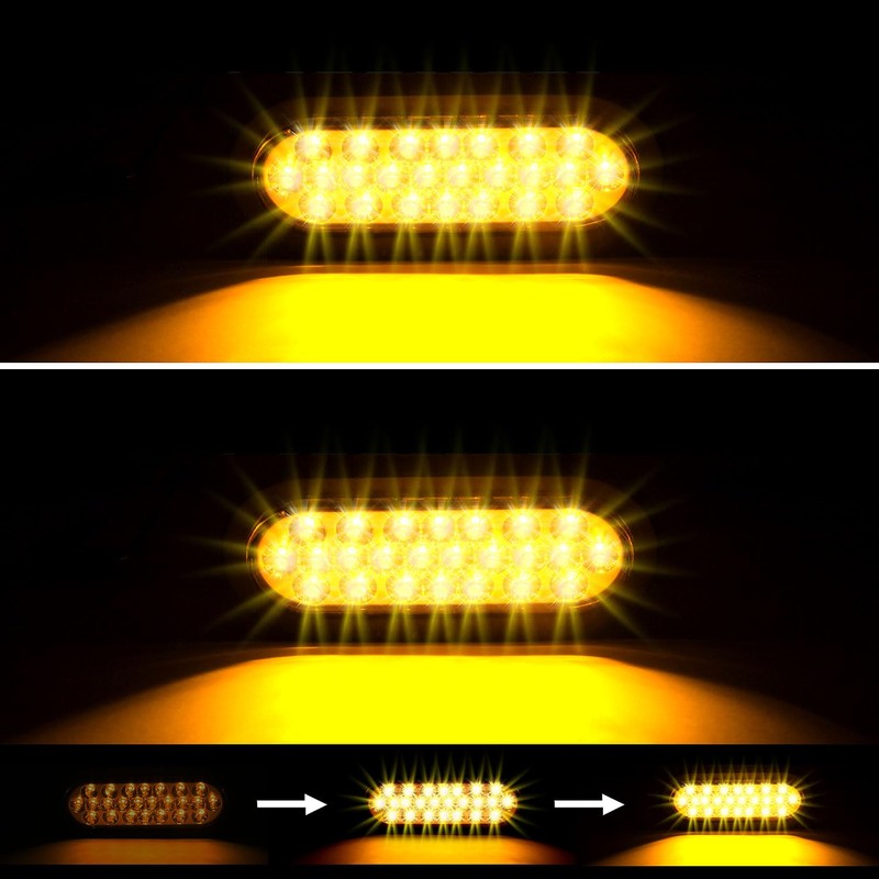 6PCS 6 inch oval led Amber Strobe 24 LED Trailer