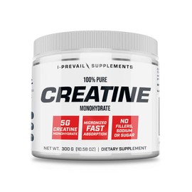I-Prevail Supplements 100% Pure Creatine Monohydrate Powder Micronized – No Fillers – No Sodium – No Sugar | 5 Grams per Serving | 300 Grams – 60 Servings