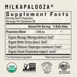 Legendairy Milk Milkapalooza Lactation Supplement for Breastfeeding Moms, Increase Breast Milk Supply with Organic Moringa, Fennel, Nettle, & Shatavari, Vegan Postpartum Essentials Fenugreek-Free 60ct