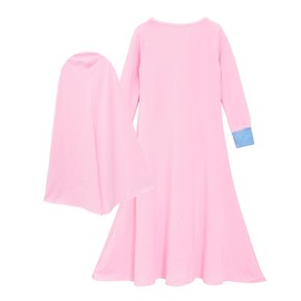 IBAKOM Abaya for Girl Muslim Dress with Hijab Long Sleeve Islamic Prayer Clothes Eid Ramadan Dubai Attire Kids Turkish Arabian Kaftan Robe Toddler Modest Jalabiya Kurta Set Pink (2PCS) 3-4 Years