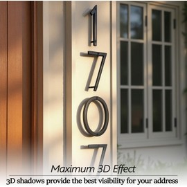 NACH Floating House Numbers, 6 inch Aluminum Black House Numbers for Outside - Number 9, Door Numbers with Mounting Hardware