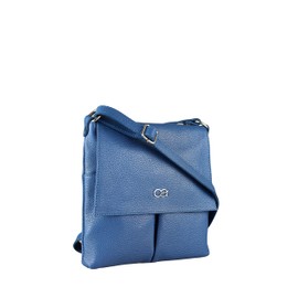collezione alessandro Munich Shoulder Bag Genuine Leather with Multiple Compartments 24 cm x 24 cm x 4 cm, blue