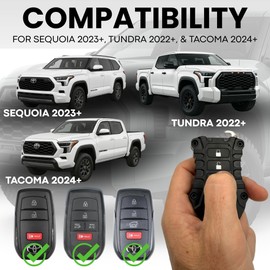 for Toyota Key Fob Case - Heavy-Duty Protective Shell - Precision Fit for Tundra, Tacoma, Sequoia & Corolla - Impact-Resistant & Stylish Upgrade - Enhanced Grip (Black Fob, Black Screws)