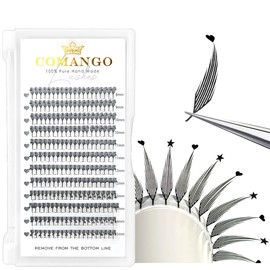 CoMango Premade Spire Lashes Anime Lash Fans C/D Curl Manga Chunk Natural Wispy Lash Extension Feather Shape Cosplay Comic Lashes 0.07mm lndividual Lashes(Black X-Spire, 0.07-C-Mix8-15mm)