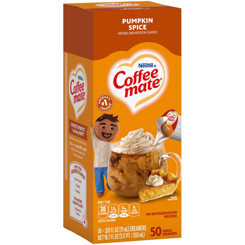 Nestle,Pumpkin Spice, Coffee-mate Liquid Coffee Creamer Single Serving Tubs -
