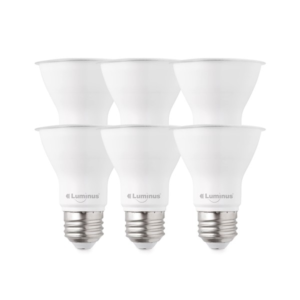 Luminus PLYC3223 Par20 Flood - 7W (50W) 500 Lumens Bright White 3000K Dimmable Led Light Bulb - 6 Pack,