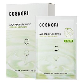 COSNORI AVOCADO PURE SHEET MASK (10pc) - Clean, Hydrating and Soothing for Dry skin, Korean Face Mask- Avocado Extract, 0.81oz x 10pc
