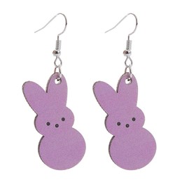 Colorful Easter Rabbit Wooden Dangle Earrings for Women Jewelry (I)