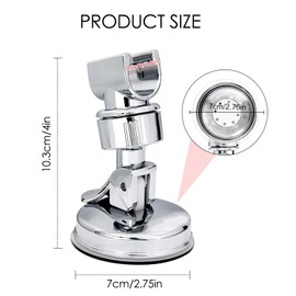 Shower Head Holder Suction Cup Shower Head Holder Removable Shower Holder 360° Rotatable Shower Head Holder Adjustable Shower Holder No Drilling (Silver)