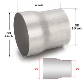 A-KARCK Exhaust Adapter Connector 3.5" OD to 4" OD, Exhaust Pipe Reducer 4" Overall Length 304 Stainless Steel(Polishing)