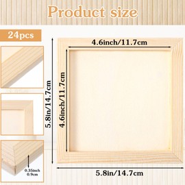 24 Pack Wood Panel Boards, 6 x 6 Inch Unfinished Wooden Panels Canvas Panels for Art Crafts Painting Crafts DIY Oil Painting Pouring Art Projects