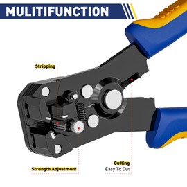 haisstronica Self-Adjusting Wire Stripper,2 in 1 Stripper/Cutter 6 inch Heavy Duty Automatic Wire for 10-24 AWG Stranded,Solid,Landscape Etc