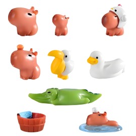Mini Capybara Figurines Tiny Statue for Car Dashboard Dollhouse Miniatures Mini Resin Animals for Fairy Garden DIY Ornament Home Decor Birthday Decorations