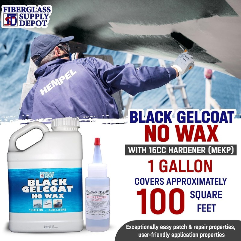 Black Gelcoat No Wax Gallon with 60cc Hardener (MEKP)
