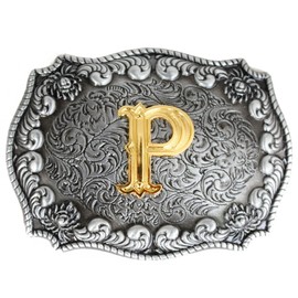 Mens Belt Buckles English Letter 3D Western Cowboy Alphabet Initial Belt Buckles for Men, p