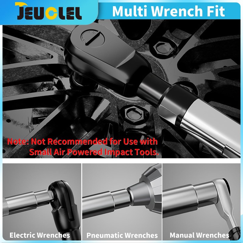 JEUCLEL Offset Extension Wrench for Electric Drill, with 4 Socket
