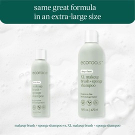 EcoTools XL Makeup Brush + Sponge Shampoo, Removes Makeup, Dirt, & Impurities From Makeup Brushes & Makeup Blending Sponges, Fragrance-Free, Vegan, & Cruelty-Free, 16 fl. oz./473 ml, 1 Count