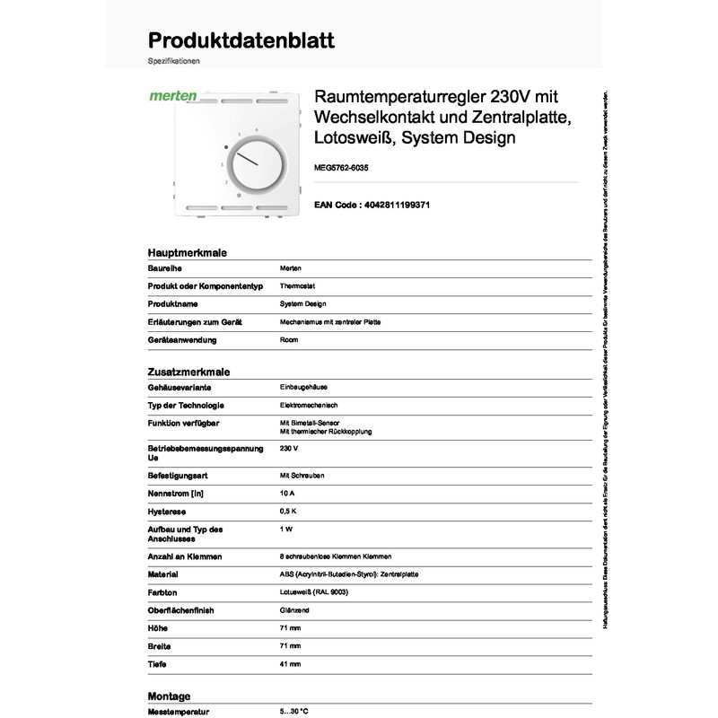 Merten RT rregler lotosws 230 V wechselkont + ZPL meg5762