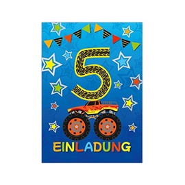 Junapack 5th Birthday Invitations for Children's 5th Birthday Boys Monster Truck Car Birthday Invitations Pack of 12