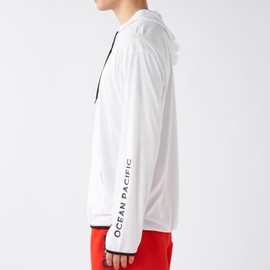 Ocean Pacific 515460 Men's Rash Guard UV Protection Hoodie, Plain, M-5L, white, L