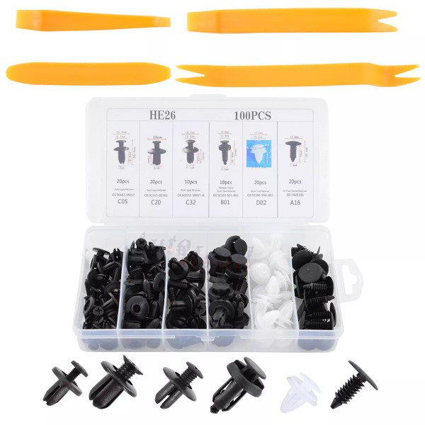 automaall 6Size 100pcs Clip Car Push Pin Rivet Bumper Door