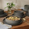 Gibson Elite Deerfield 16-Piece Stoneware Dinnerware Set – Soft Grey