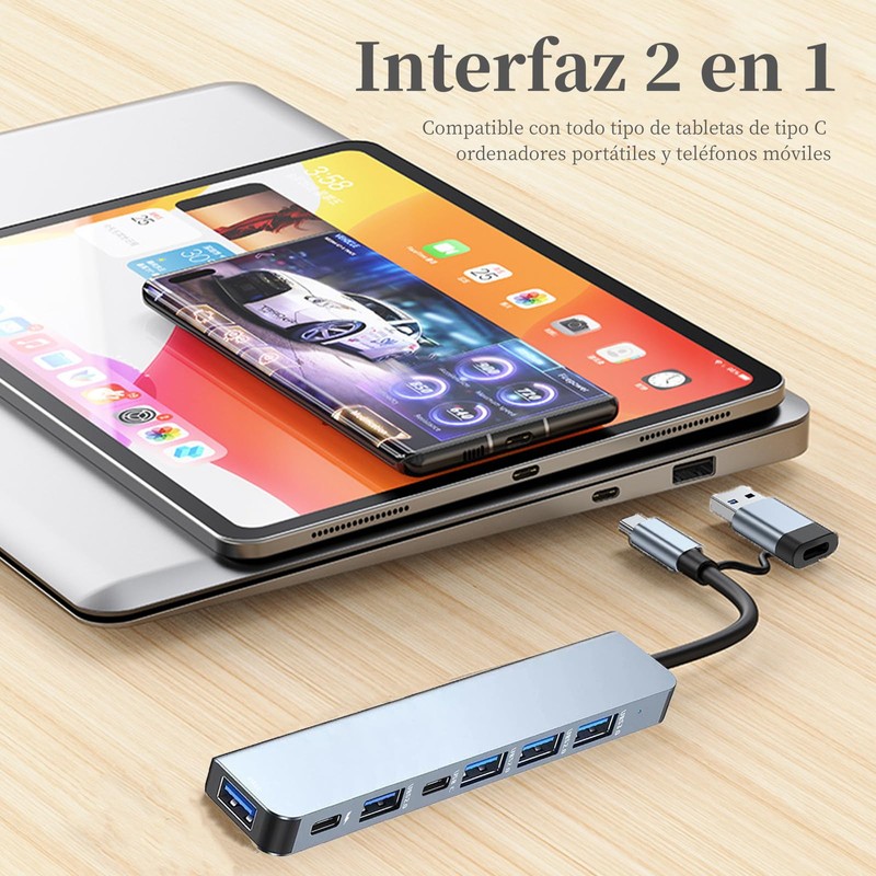 Hub USB C,7 en 2 Adaptador Multipuerto USB C,USB Extension