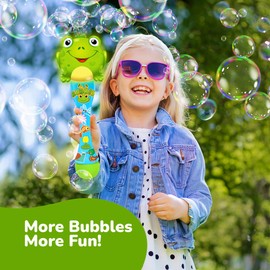 ArtCreativity Frog Bubble Wand - Handcrafted Frog Toys with Bubbles Refill Solution, Stickers, Music & Lights - Kids Summer Outdoor Activity - Birthday Party Favors - Bubble Blower Machine