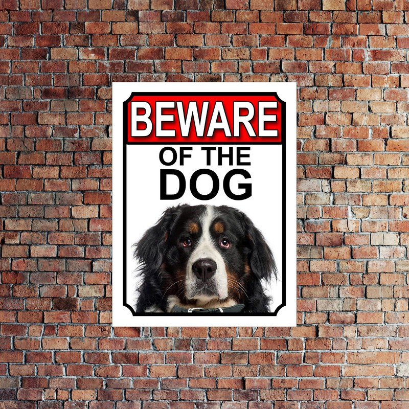 SHAWPRINT BEWARE OF THE DOG METAL GATE SIGN BERNESE MOUNTAIN