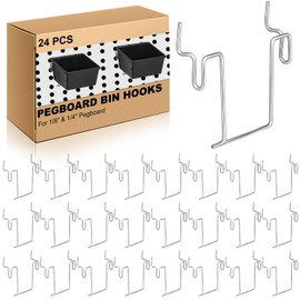 Tandefio 12 Pcs Pegboard Bin Hooks Metal U Hook Heavy Duty Peg Board Hangers for Hanging Tools Pegboard Display Organizer Accessories, for 1/8 Inch and 1/4 Inch Pegboard or Slatwall