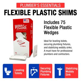 Wobble Wedges Flexible Plastic Shims, 75 Pack - Multi-Purpose Shim Wedges for Home Improvement and Work - Plastic Wedge, Table Shims, Toilet Shims, and Furniture Levelers - White Wedges, Leveling Feet