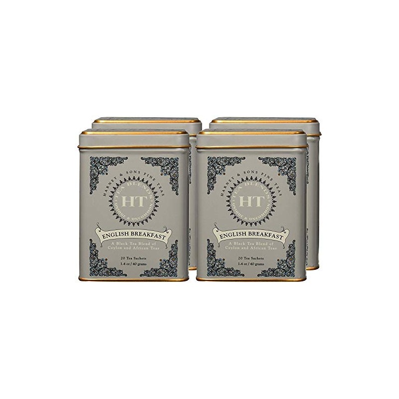 Harney & Sons English Breakfast, 20 Teabags per Pack, (Pack
