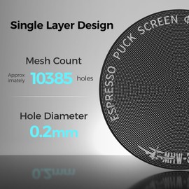 MHW-3BOMBER 53.35mm Espresso Puck Screen, 0.2mm Ultra-Thin Titanium Coated Reusable Coffee Filter, Compatible with 54mm Portafilter Baskets, Durable Metal Espresso Accessory, FG5641-OS