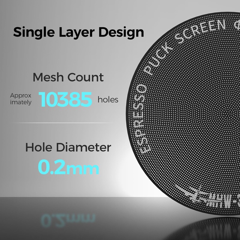 MHW-3BOMBER 53.35mm Espresso Puck Screen, 0.2mm Ultra-Thin Titanium Coated Reusable