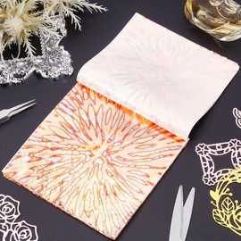 NBEADS 50 Sheets 5.5x5.5 Gold Foil Papers, Dark Goldenrod Imitation Gold Leaf Crafts Foil Paper Glitter Tin Variegated Gold Leaf Sheets for DIY Gilding Crafting Nail Art Glitter Decoration