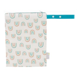 Itzy Ritzy Sealed Wet Bag with Adjustable Handle – Washable and Reusable Wet Bag with Water Resistant Lining Ideal for Swimwear, Diapers, Gym Clothes & Toiletries; Measures 11” x 14”, Over The Rainbow