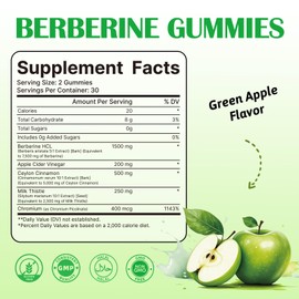 HEALOADING Berberine Supplement with Ceylon Cinnamon: Berberine Gummies with Milk Thistle Chromium for Metabolism Energy Gut Health Fasting & Body Mass Control